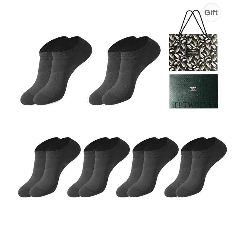 SEPTWOLVES Ankle Socks Men's 6 Pack Gift Box Set+Shopping Bag-40