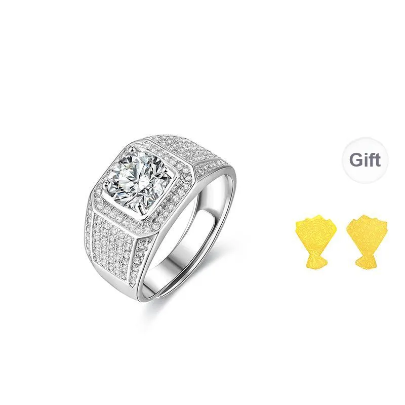 JINLIUFUJIXIANG Moissanite Collection S925 Silver Rings Men's