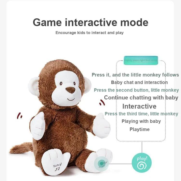 GUND Clapping Monkey Singing Clapping Monkey Baby Soothing Music Toy Dolls Plush Doll 30cm High-2