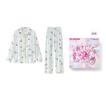 PLAN IN Pajama Gift Box Women's Blue Stripes