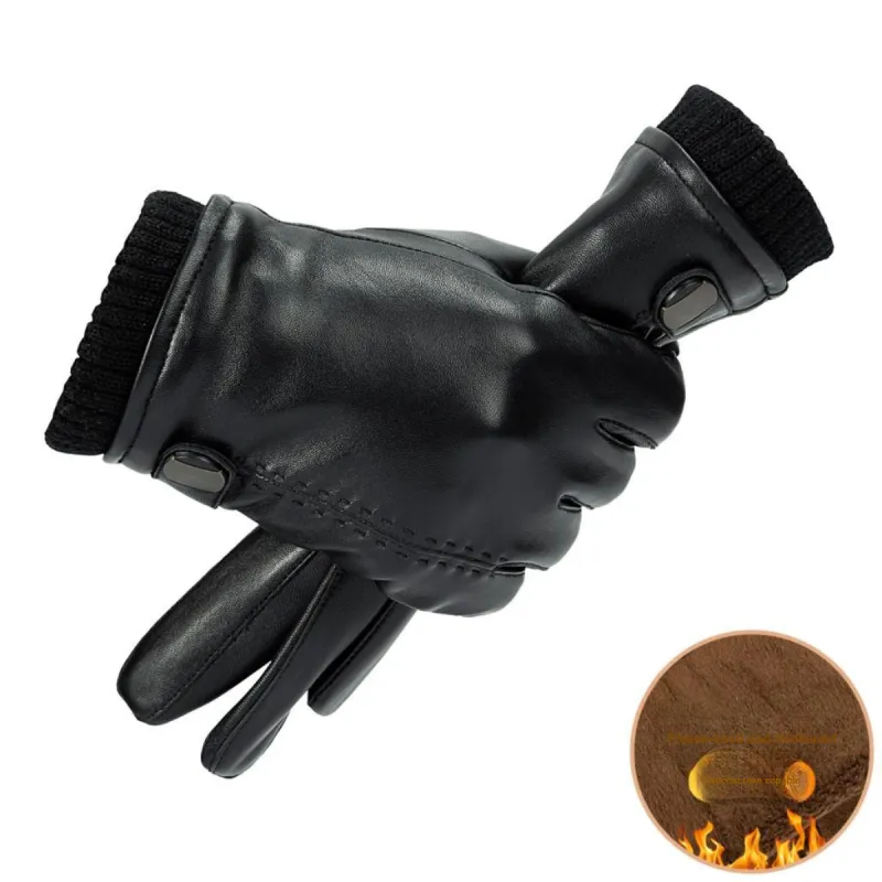 Shanghai Story Sheepskin Knit Gloves Men's Black Gift Box Set-19