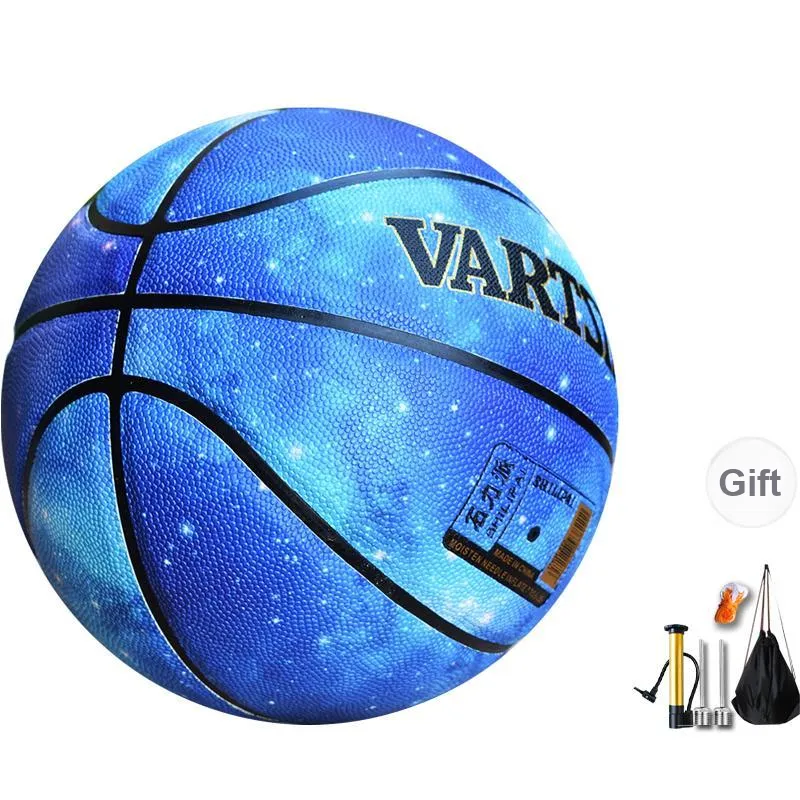 Vartsing Starry Sky Moisture Absorbing Leather Basketball Blue Size 7 Street Training Competition Unisex-7