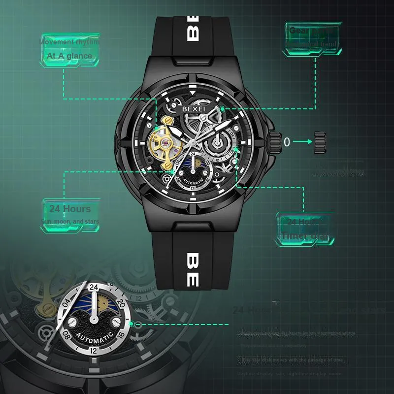 BEXEI Explorer Collection Mechanical Movement Watch Men's Watches Blue Dial-14