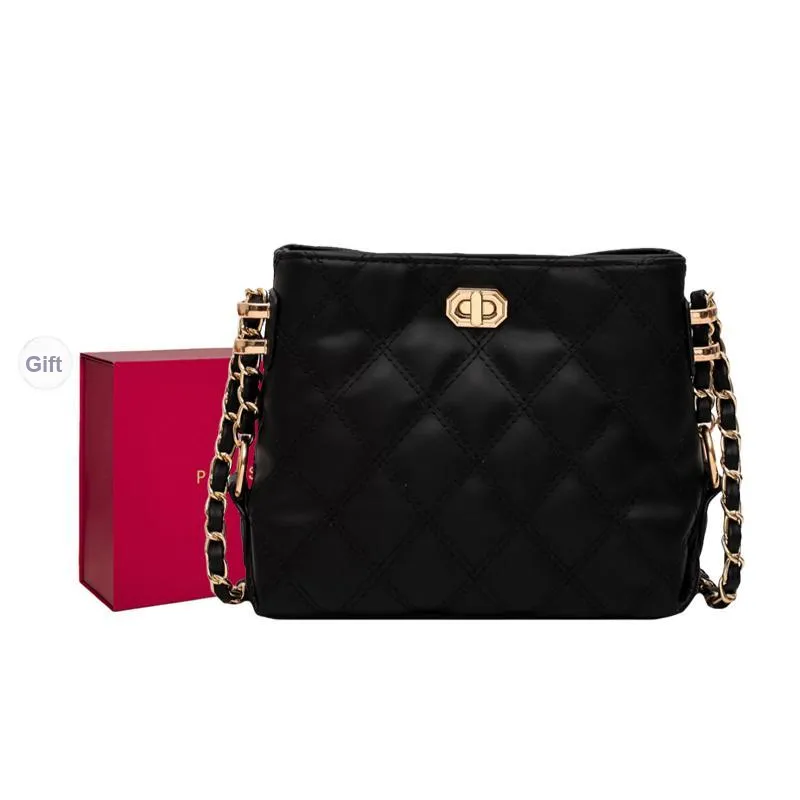 PESASRIE Microfiber Synthetic Leather Shoulder Bag Crossbody Bag Regular Women's Black