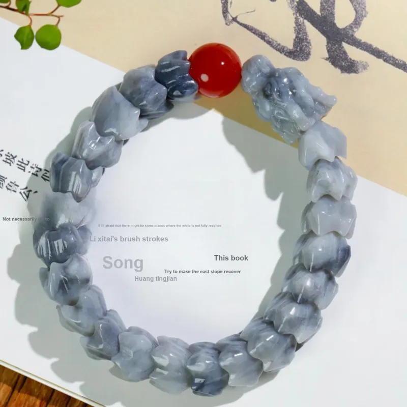 Jade Charm Yao Hetian Jade Bracelets Blue And White Unisex-6