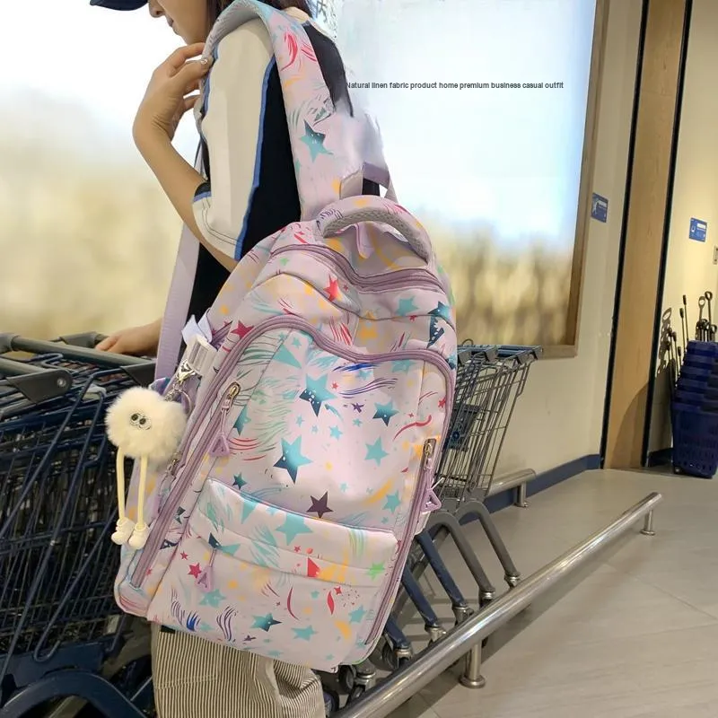 Venerable Brahma Nylon Backpack Regular Women's White/Black/Purple/Pink-6