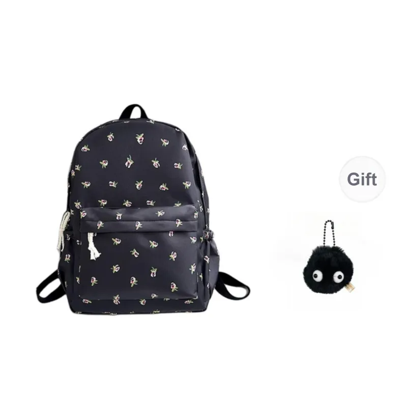 URBAN FOREST Nylon Backpack Unisex Ecru/Black/Pink/Sky Blue-6