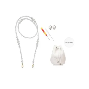 Faux Pearl Bag Shoulder Strap Women's White
