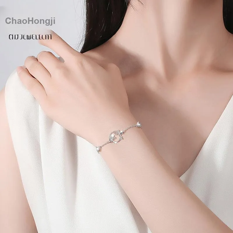 CHAOHONGJI S925 Silver, Refined Luxury Niche Design Premium Feel, Sweet Style Girlish Instagram Style Bracelets Women's-2