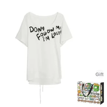 OURUOKE T Shirts Women's White Shopping Bag
