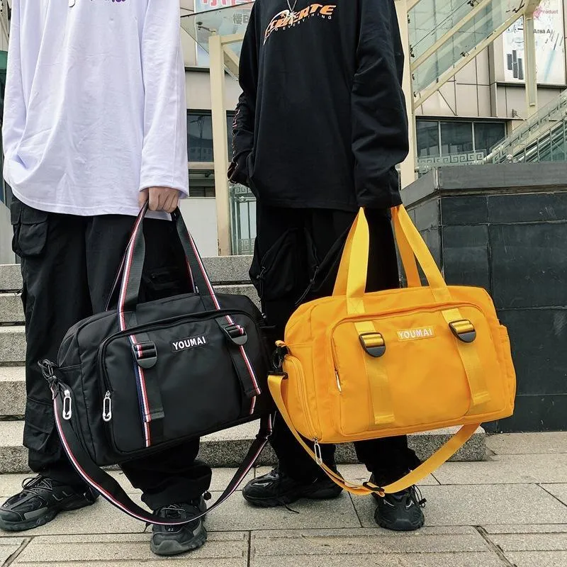 Travel Nylon Gym Bag Medium Size Unisex Black/Khaki/Yellow/Pink/Red-6
