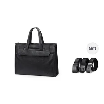 GOLF Cow Leather With Synthetic Leather Top Grain Cow Leather Briefcase Tubas Men's Black