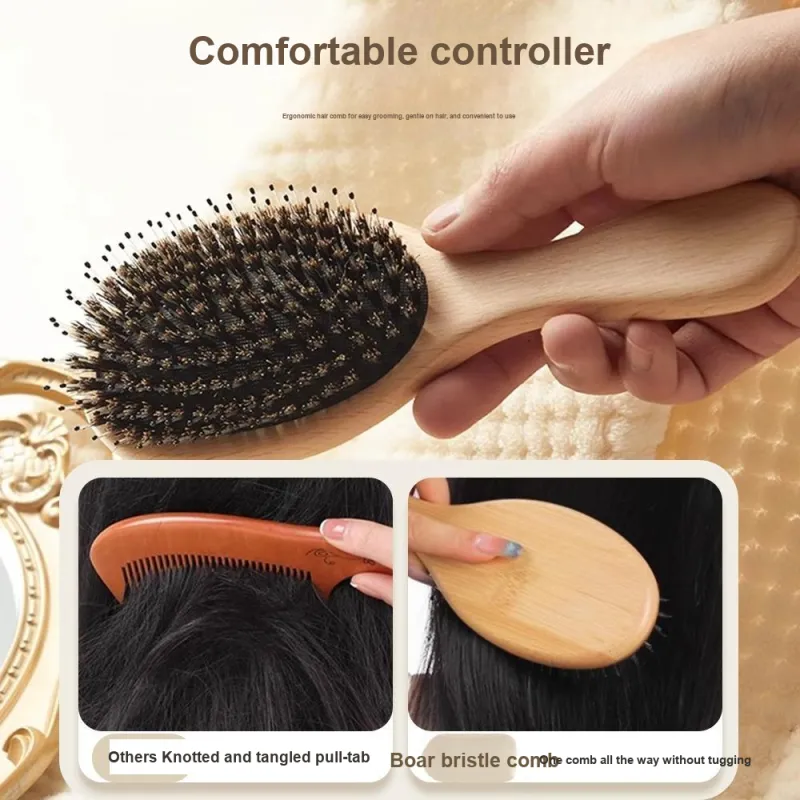 ZHENZI Boar Bristle Combs Air Cushion Comb Shunfa Head Meridian Massage-3