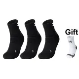 4 Pack[White Gray Crew *1+Black Ankle Socks *3]