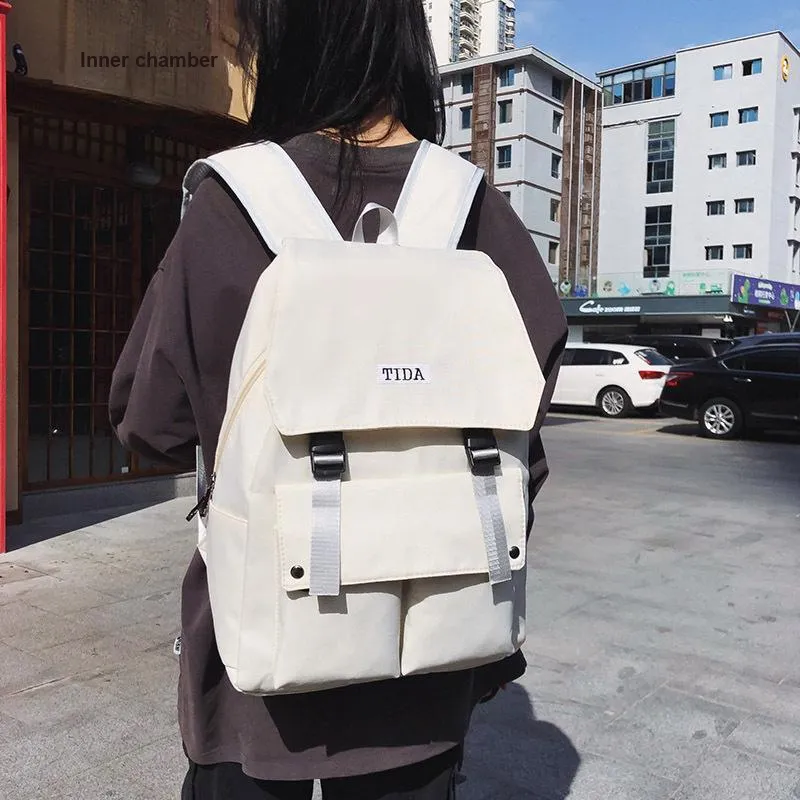 GEERDUN Nylon Backpack Unisex White/Black-3