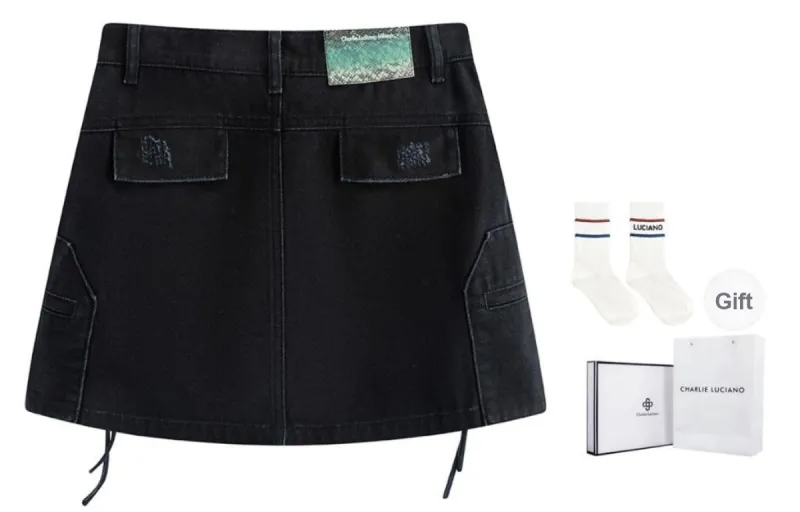 Charlie Luciano Denim Short Skirts Women's-1