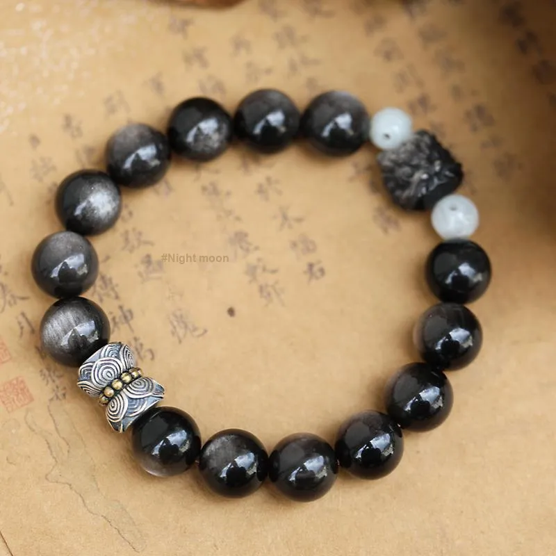 Moonstone Edge Obsidian Jade Bracelets Unisex-2