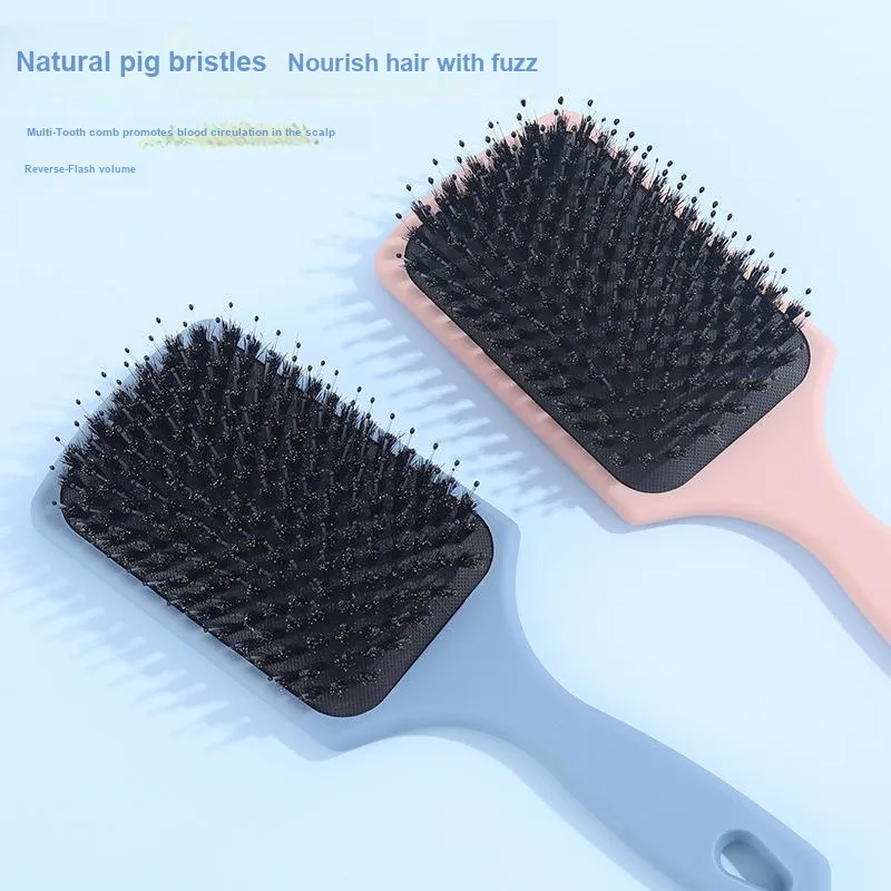 Sweet Pillow House Hair Care For Scalp Styling And Smooth Hair Large Flat Comb With Pig Bristles Massage-2