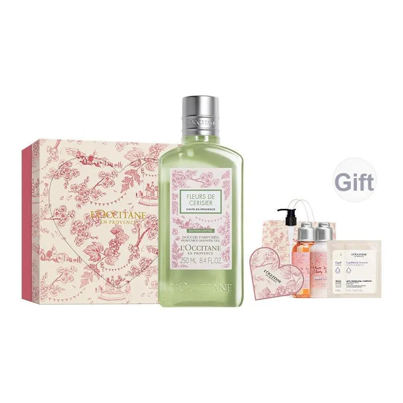 LOCCITANE Зеленый виноград Любовь Вишня Аромат Бульвар Гель Ароматизированный Увлажняющий Чистка 250 мл с бесплатной пробной коробкой Вишневый цветок