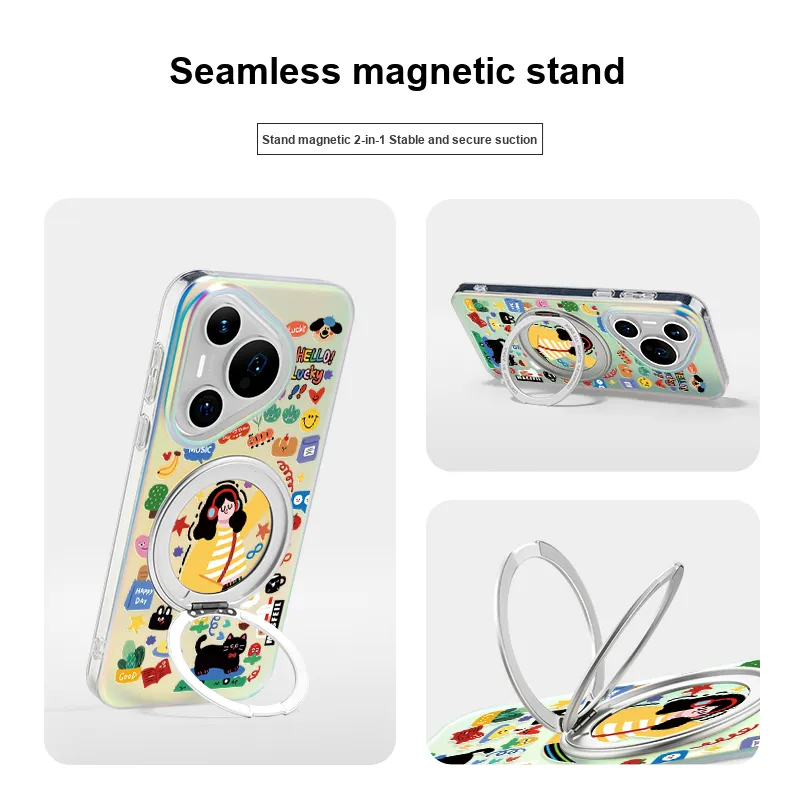 Marsfield Acrylic Material Rotating Magnetic Stand Case Free Melody Phone Cases Compatibility Huawei P70/P70 Pro-3