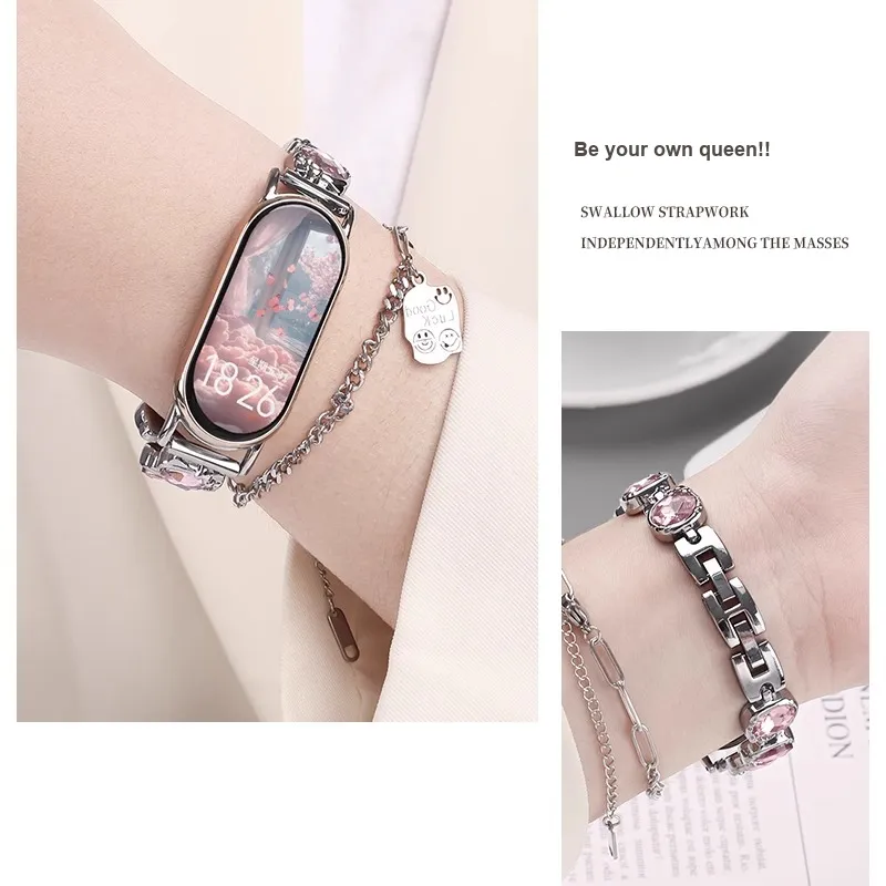 Fly Xiaomi Smart Band 9/8/7/6/5/4/3 NFC Strap Xiaomi Compatibility Watch Band 145~210mm Metal-5