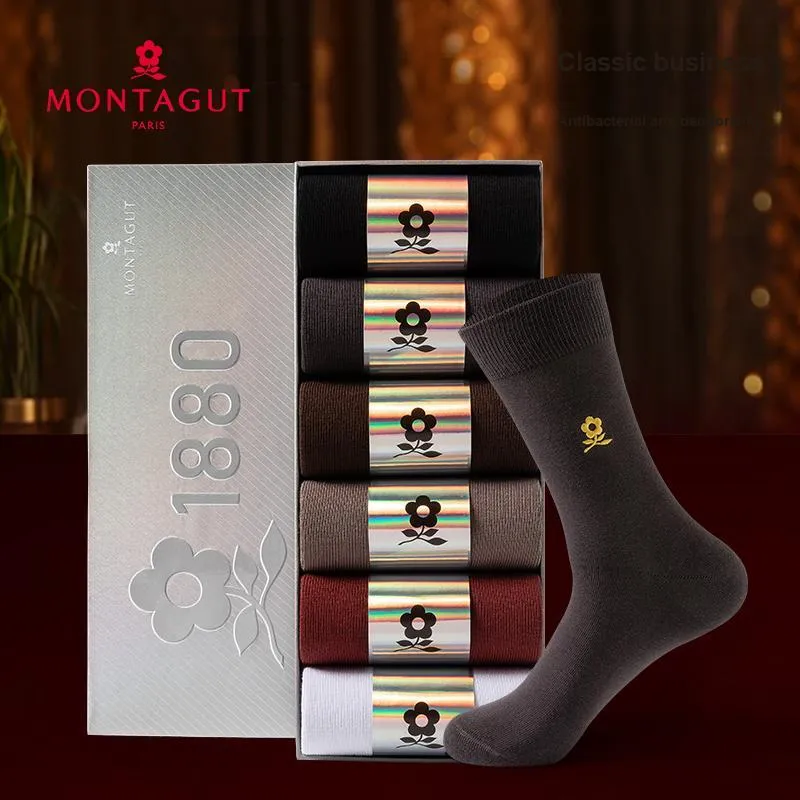 Montagut Knee High Socks Men's Gift Box Of 6 Doubles-8