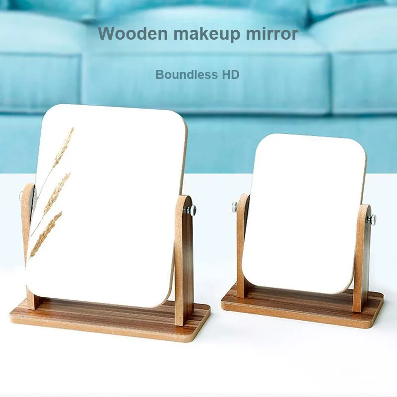 Pleasant Language Wooden Portable HD Foldable Large Size Make Up Mirrors-1
