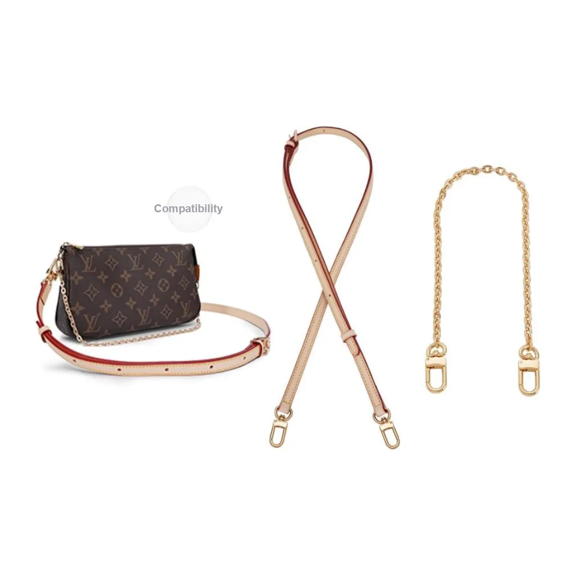 Lan Bao Fan Vegetable Tanned Leather Cow Leather Bag Transformation Crossbody Set Unisex Copper Gold