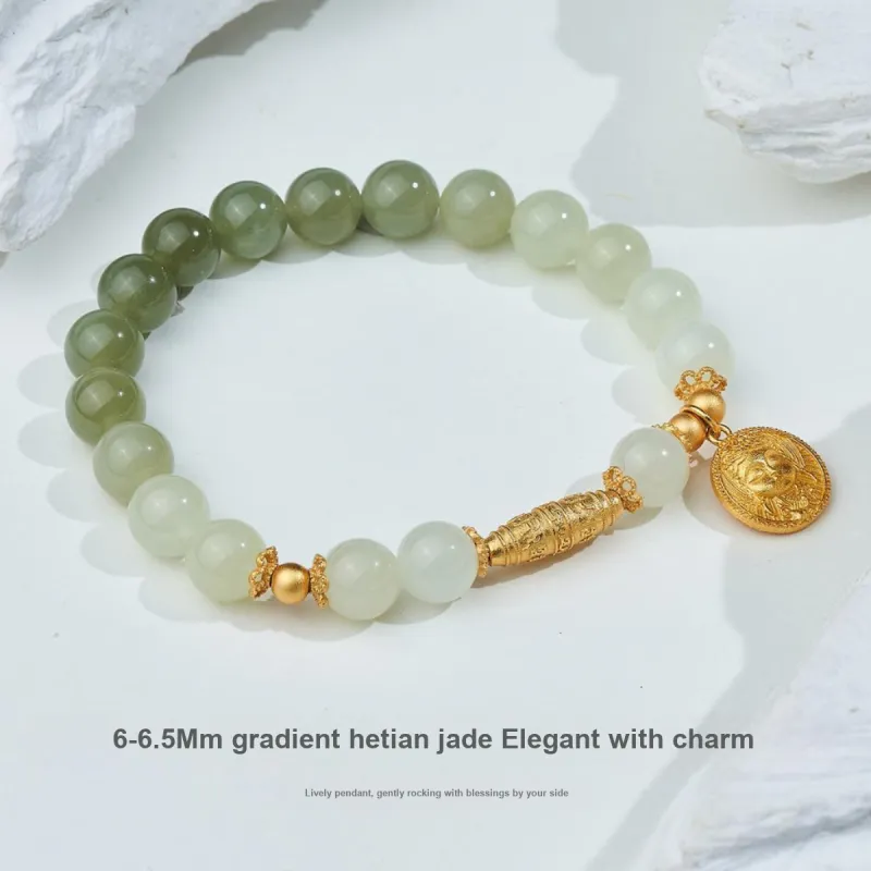 ME LUXE Hetian Jade Bracelets Pale Greenish White Jade Unisex-3