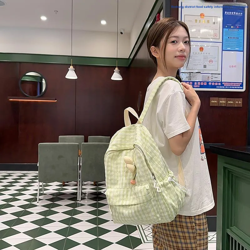 BUBM Nylon Backpack Women's Green/Dark Pink/Coffee/Light Pink-4