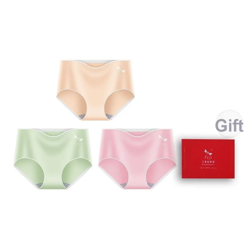 RED DRAGONFLY Бесшовный 100% хлопок Трусы Женские 3 упаковки Подарочный набор в коробке