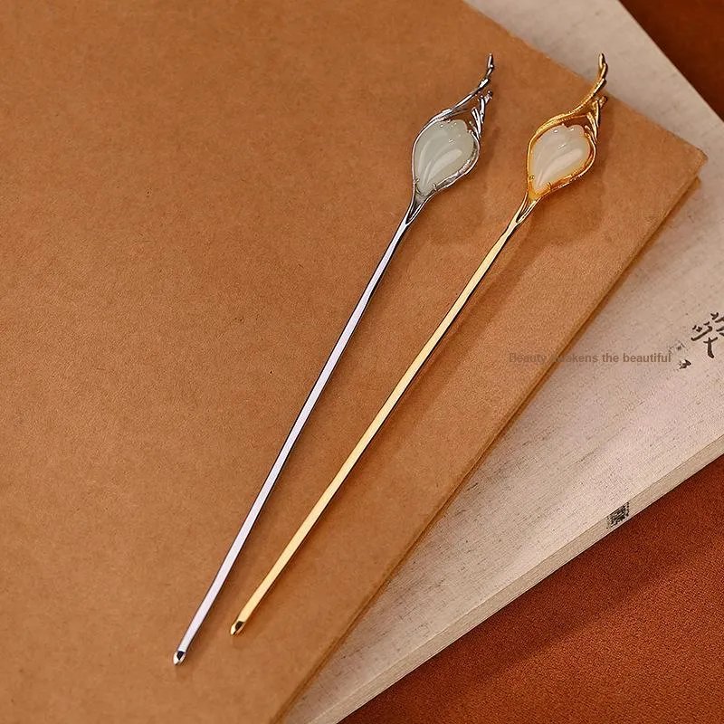 Royal Heaven's Choice Hairpins Pale Greenish White Jade Unisex-3