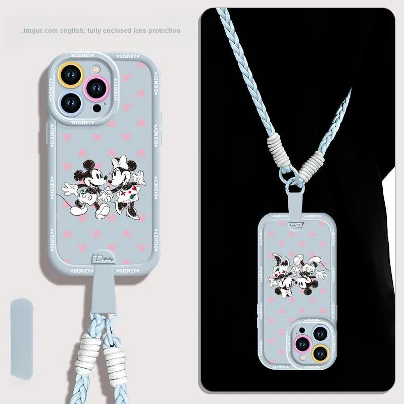 Disney Silicone Material Cute Crossbody Backpack Handheld Phone Cases Compatible With Apple 16/15/Plus/14/13/Pro/Max-11