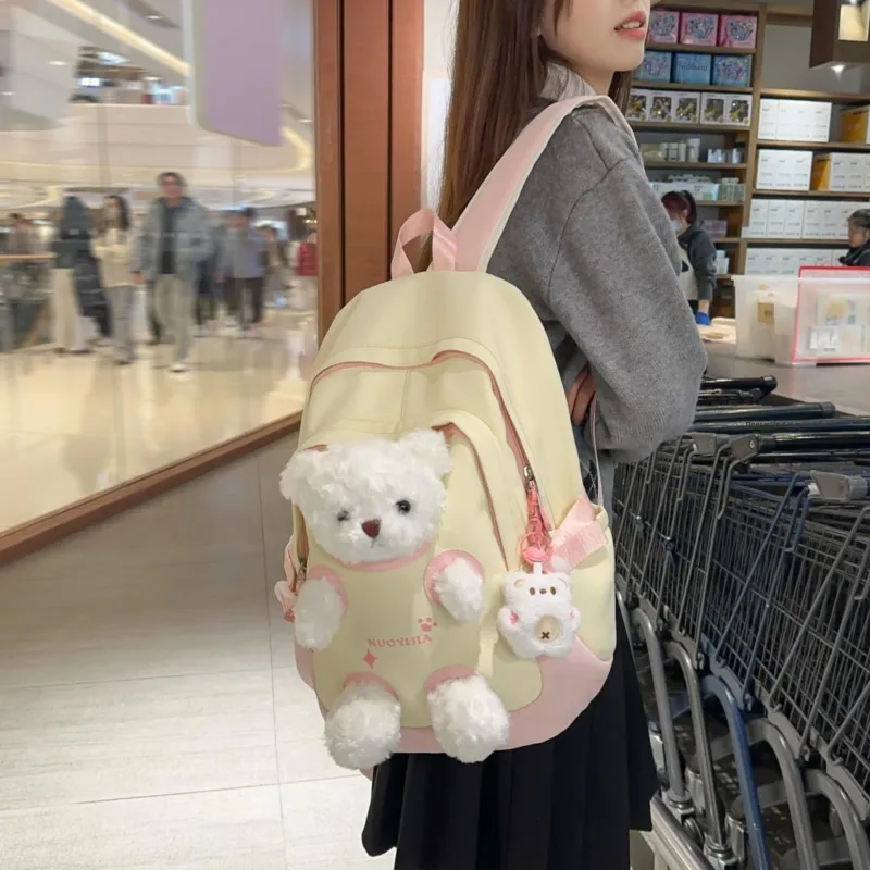 AIBAG Nylon Backpack Unisex Pink Green/Pink Blue/Pink Yellow/Blue Green/Black-9