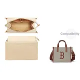Beige MLB Tote Exclusive Felt Liner[Zippers Anti-Theft]