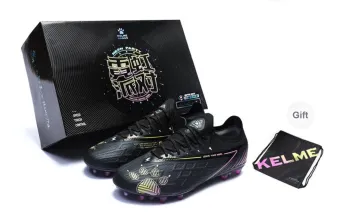 KELME Glimpse MG Rubber Short Studs Artificial Ground Natural Ground Cushioned Slip Resistant Soccer Shoes Unisex Black