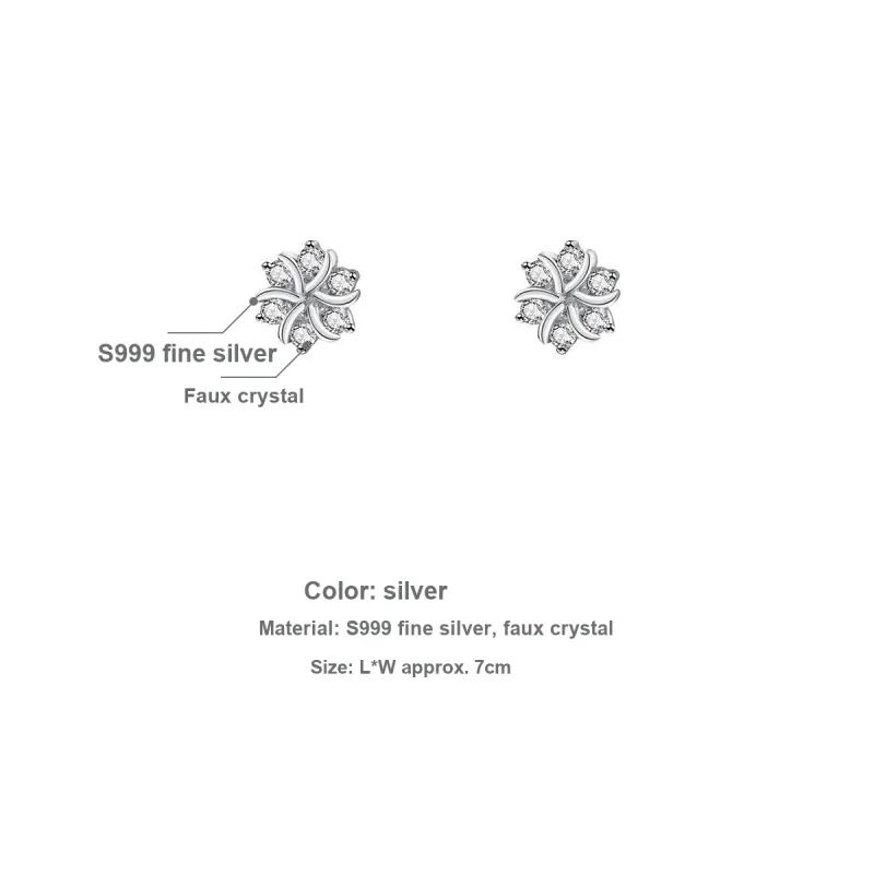 Yiru S999 Fine Silver Hoop Earrings Commute Versatile Stud Earrings Jewelry Accessories Women's-4