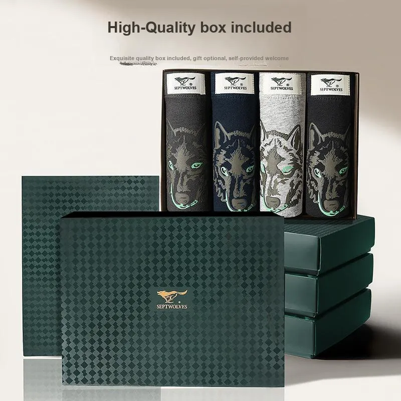 SEPTWOLVES Underpants Men's 4 Pack Gift Box Set+Shopping Bag-69