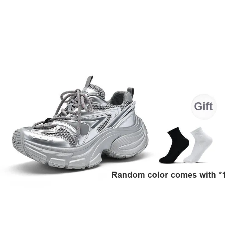 BASIC HOUSE Baijia Good Future Xingji Collection Meteorite Shoes Low-Top Chunky Sneakers Women's Silver-0