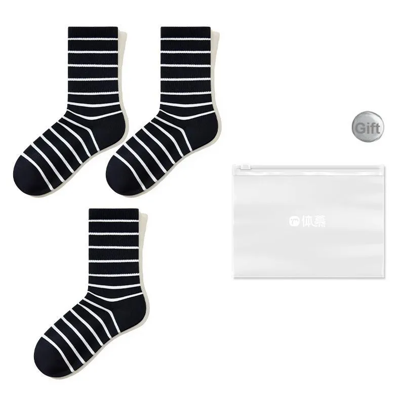 Temooues Mid Calf Socks Women's Shopping Bag Combo Set-25