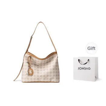 JONBAG PVC Bucket Bag Tote Bag Crossbody Bag Shoulder Bag Women's Cherry Blossom Pink/White & Nut Brown