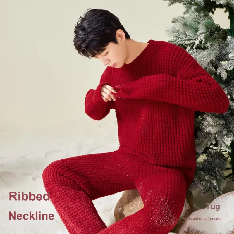 Aannsfam Pajama Set Men's Basic Red-3