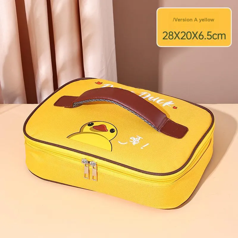 Qifeng Water-Resistant Oil-Proof Portable Lunch Box Storage Bag Yellow/Pink/Blue-1