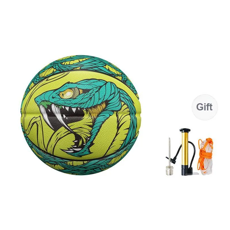 VEIDOORN Rubber Basketball Green Size 7 Ball Street Training Competition Unisex-0