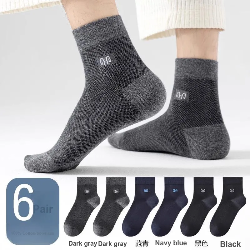 H YXIANG Mid Calf Socks Men's 6 Pack-9