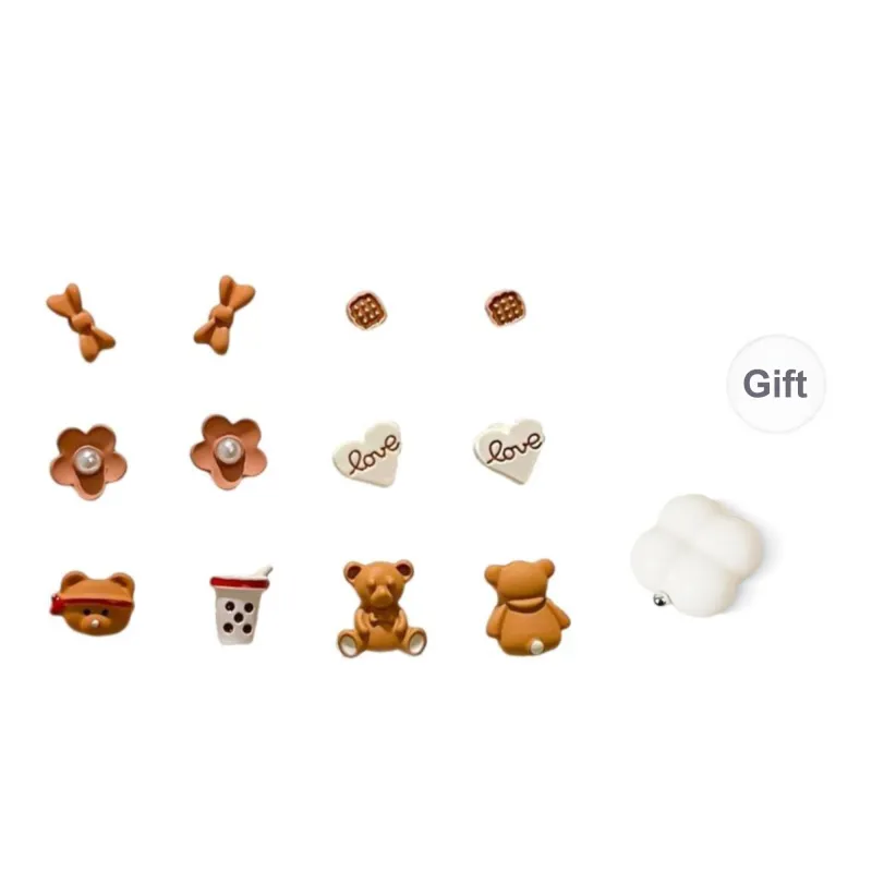 SHEEHHYY Alloy Stud Earrings Women's-3