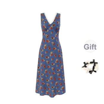 / Sleeveless Dresses Women's Rose Blue+Bowknot Hair Tie Comes With