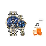 Interlocking Blue Couple's Watch Set