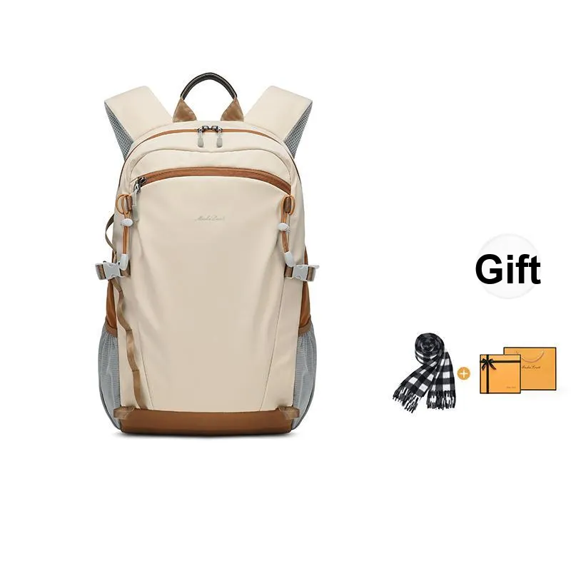 MashaLanti Nylon Fabric Backpack Hiking Bag Regular Unisex Apricot