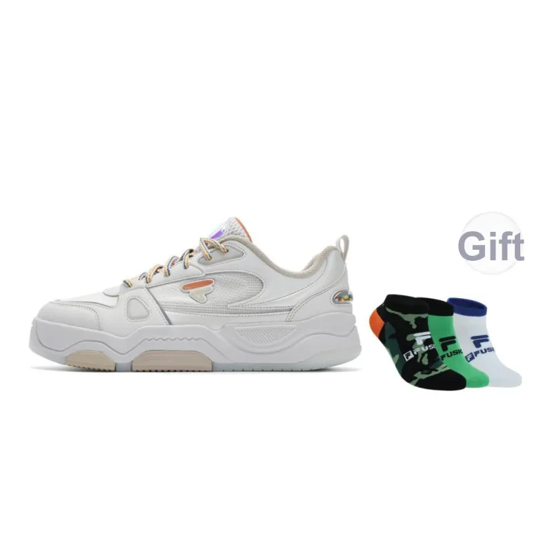 FILA FUSION BANK III Cool Skateboard Shoes 3 Colorful Early Summer Low Top Skateboard Shoes Men's White-6